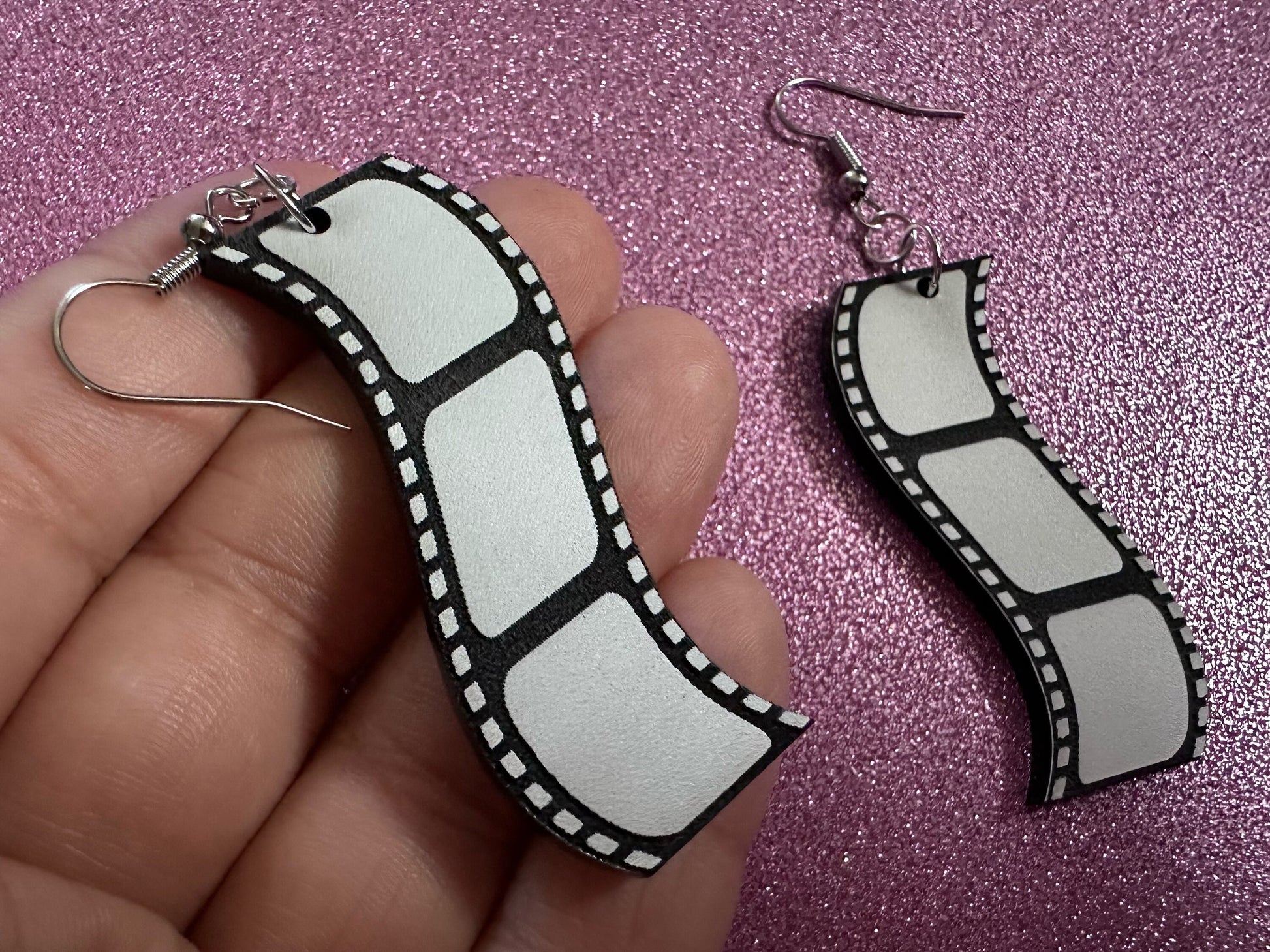 Film Strip Earrings: Laser Cut Acrylic Video Movie Set Earrings, Film, Video Camera, Movies, Cinema, Rolling, Best Gifts for Her/Him/Them