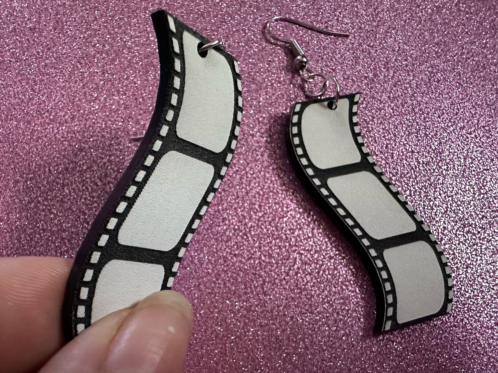 Film Strip Earrings: Laser Cut Acrylic Video Movie Set Earrings, Film, Video Camera, Movies, Cinema, Rolling, Best Gifts for Her/Him/Them