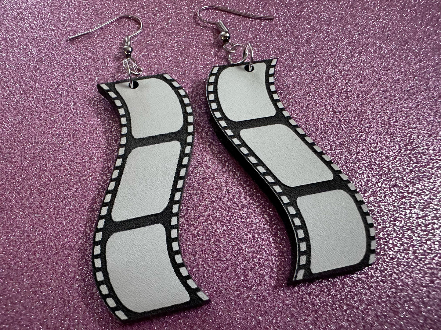 Film Strip Earrings: Laser Cut Acrylic Video Movie Set Earrings, Film, Video Camera, Movies, Cinema, Rolling, Best Gifts for Her/Him/Them
