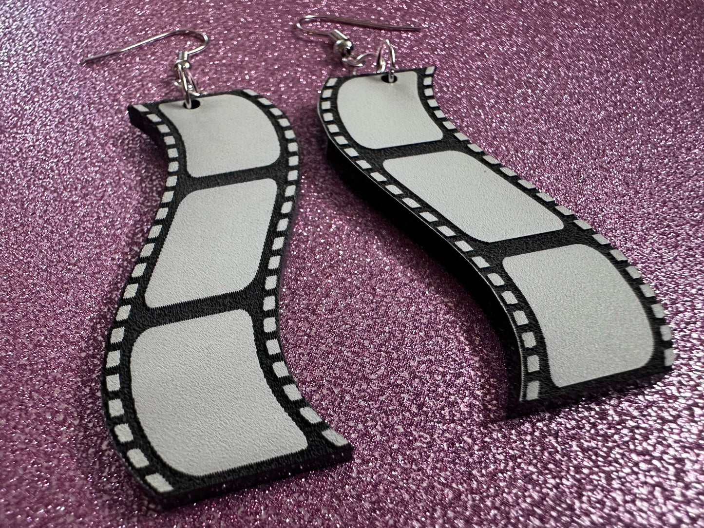 Film Strip Earrings: Laser Cut Acrylic Video Movie Set Earrings, Film, Video Camera, Movies, Cinema, Rolling, Best Gifts for Her/Him/Them