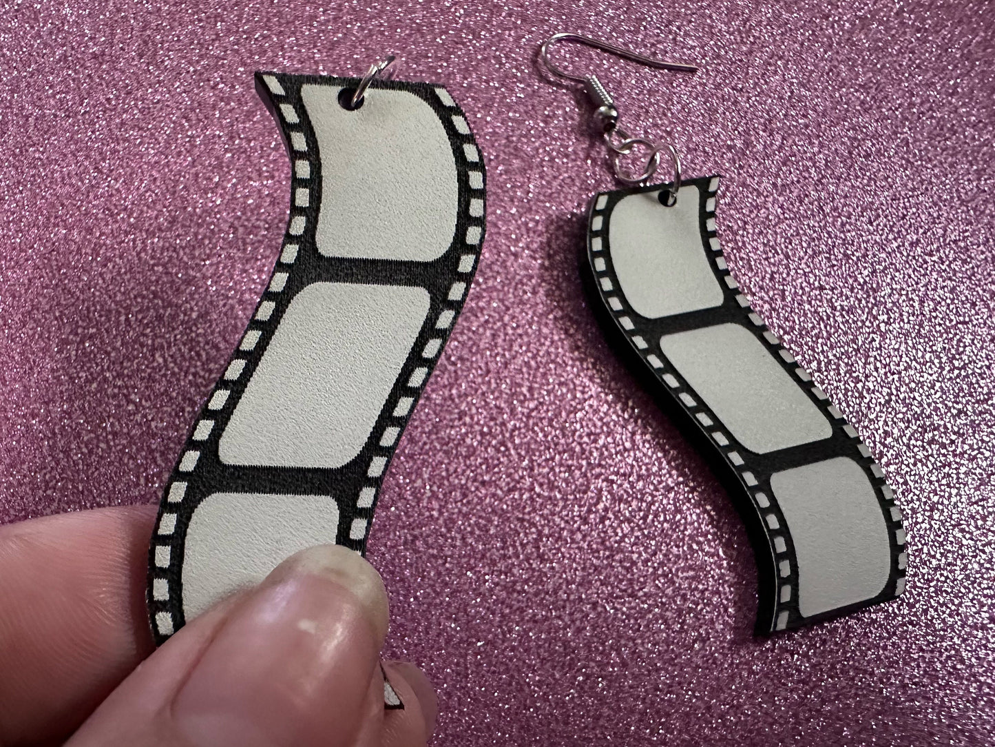 Film Strip Earrings: Laser Cut Acrylic Video Movie Set Earrings, Film, Video Camera, Movies, Cinema, Rolling, Best Gifts for Her/Him/Them