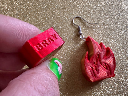 Fire Earrings: 3D Printed Flame Earrings, Flames, Burning, Bonfire, Flaming, Hot, Fires, Sizzling, Camping, BBQ, Best Gifts for Her/Him/Them