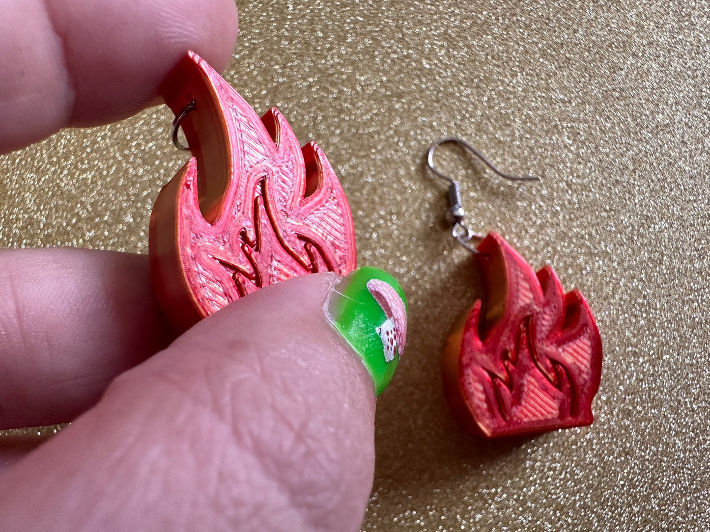 Fire Earrings: 3D Printed Flame Earrings, Flames, Burning, Bonfire, Flaming, Hot, Fires, Sizzling, Camping, BBQ, Best Gifts for Her/Him/Them