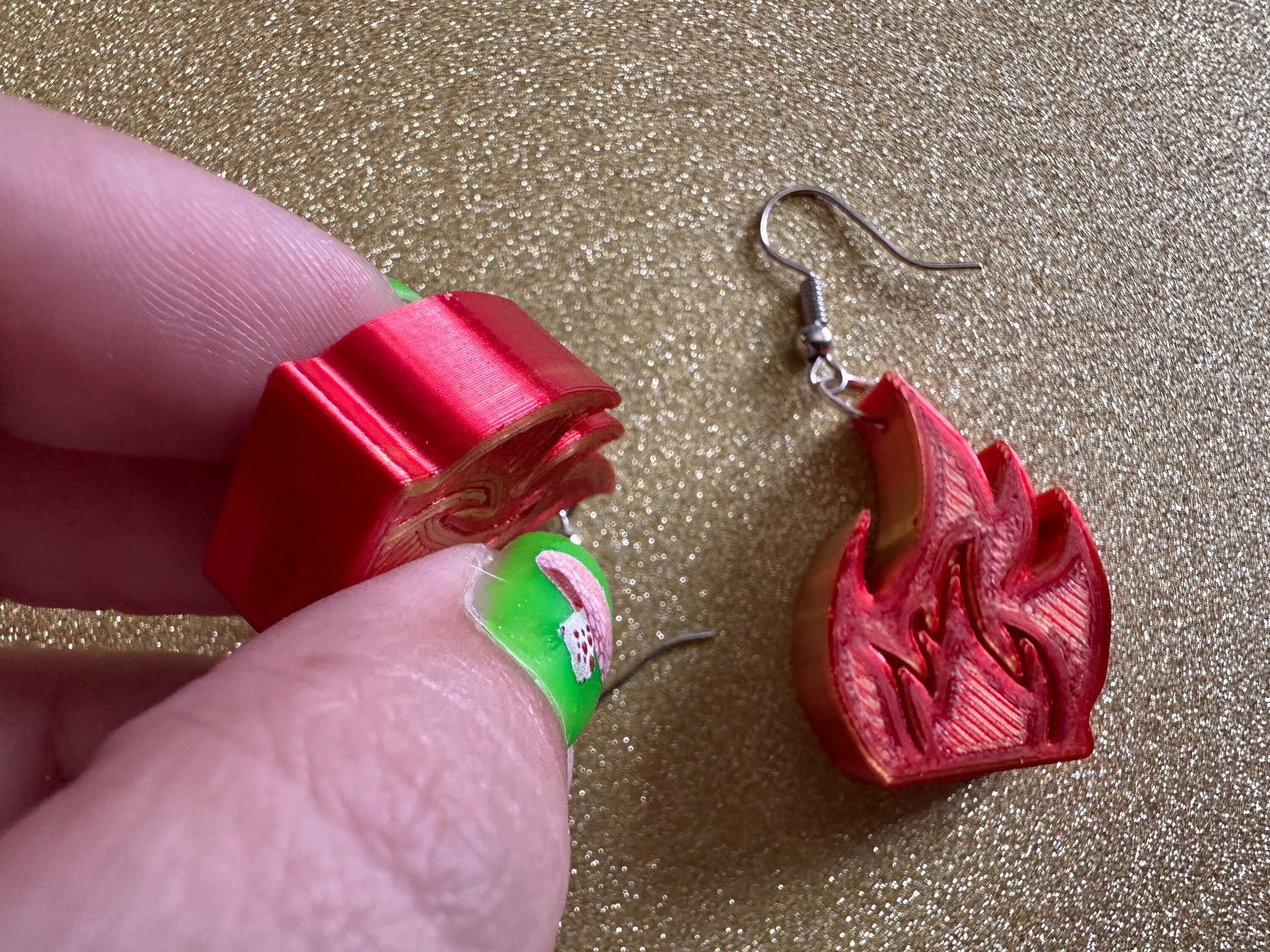 Fire Earrings: 3D Printed Flame Earrings, Flames, Burning, Bonfire, Flaming, Hot, Fires, Sizzling, Camping, BBQ, Best Gifts for Her/Him/Them