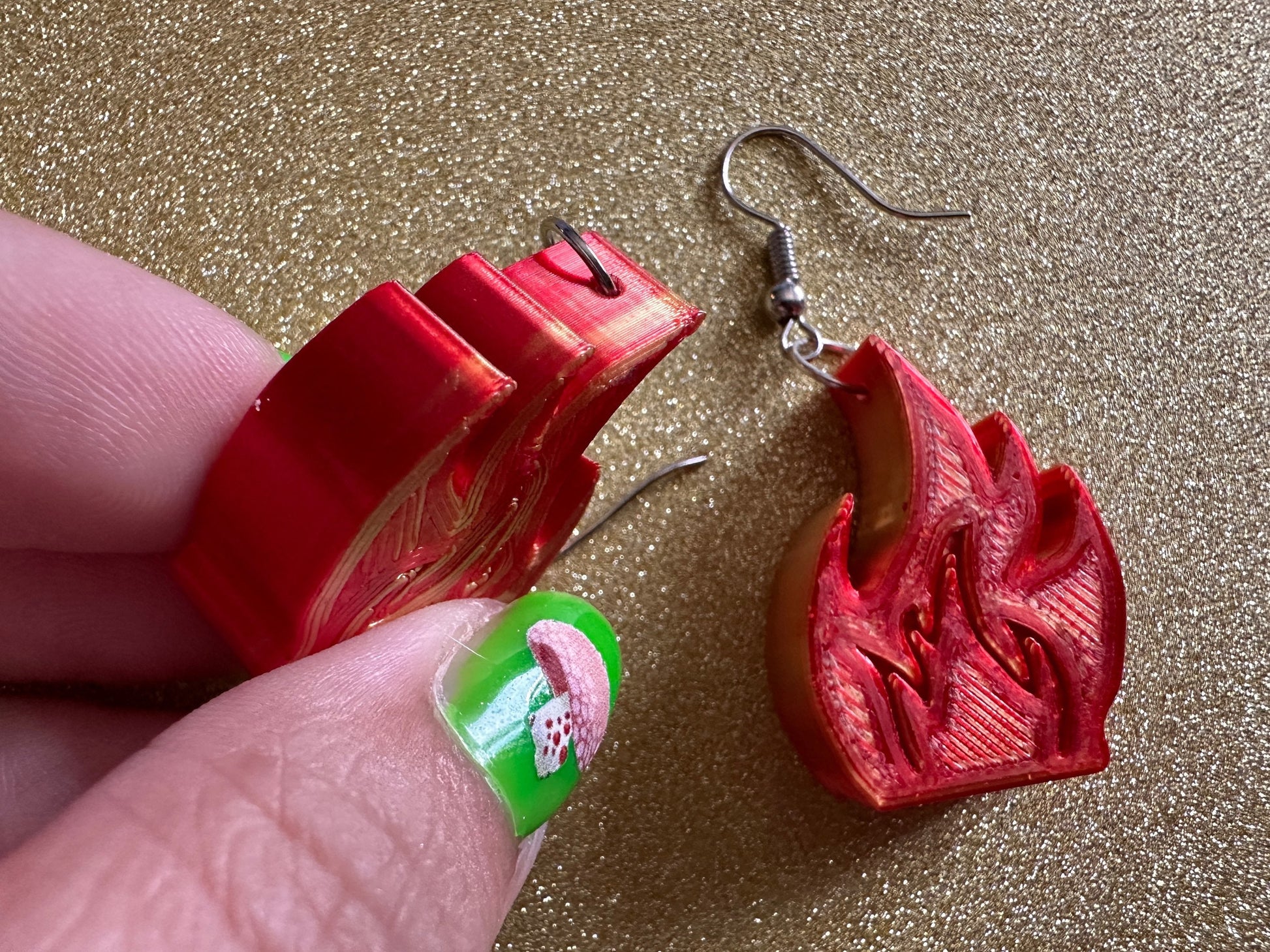 Fire Earrings: 3D Printed Flame Earrings, Flames, Burning, Bonfire, Flaming, Hot, Fires, Sizzling, Camping, BBQ, Best Gifts for Her/Him/Them