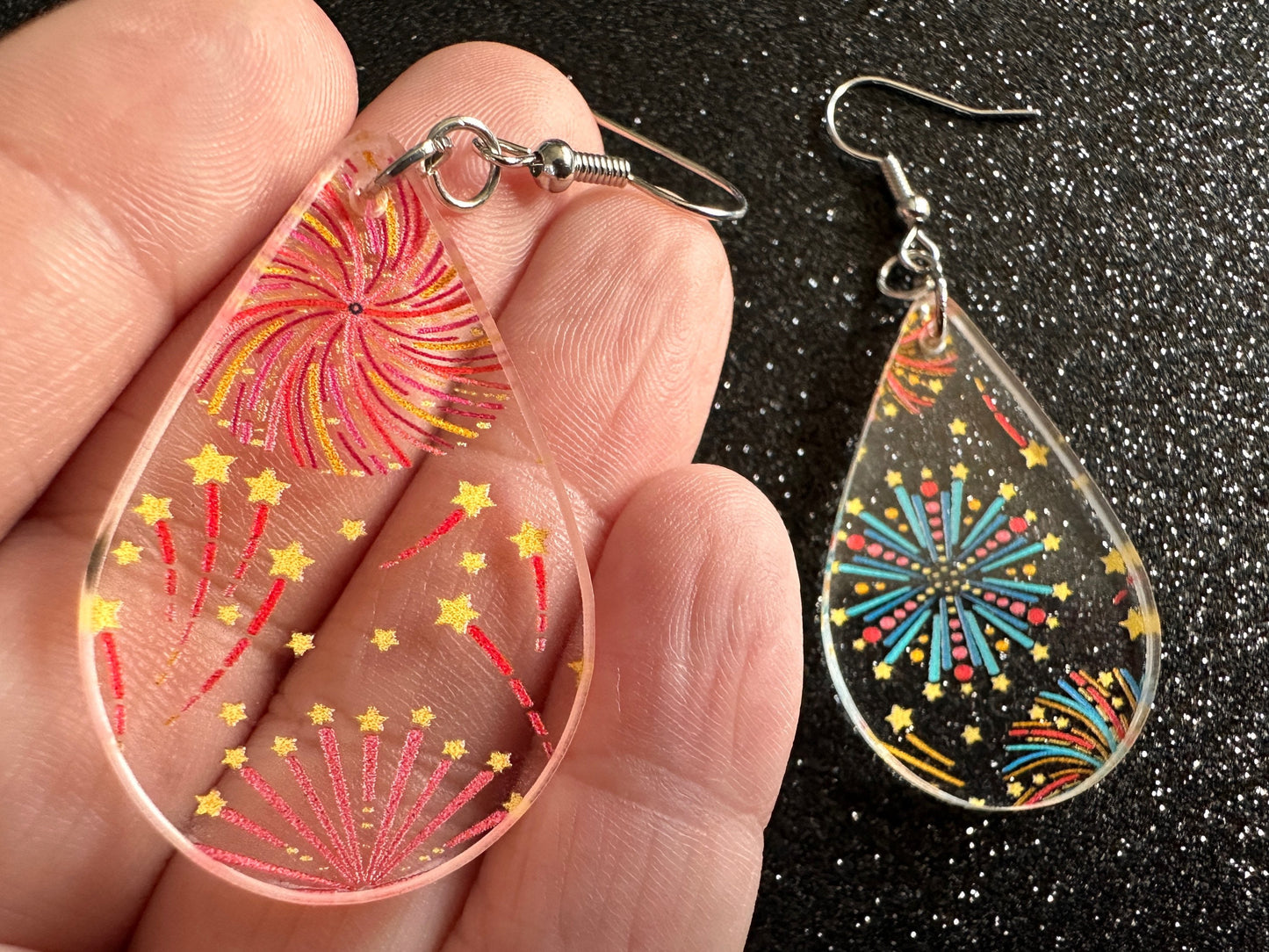 Firework Earrings: Laser Cut Acrylic Earrings, Celebrate, New Year's Eve, July Fourth, NYE, Party, Festive, Best Gifts for Her/Him/Them