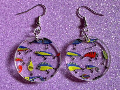 Fishing Earrings: Laser Cut Acrylic Bait Earrings, Bait, Fisherman, Animals, Worms, Hobby, Hook, Summer Vibes, Best Gifts for Her/Him/Them