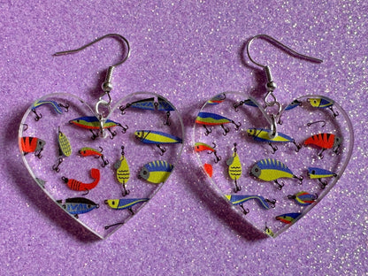 Fishing Earrings: Laser Cut Acrylic Bait Earrings, Bait, Fisherman, Animals, Worms, Hobby, Hook, Summer Vibes, Best Gifts for Her/Him/Them