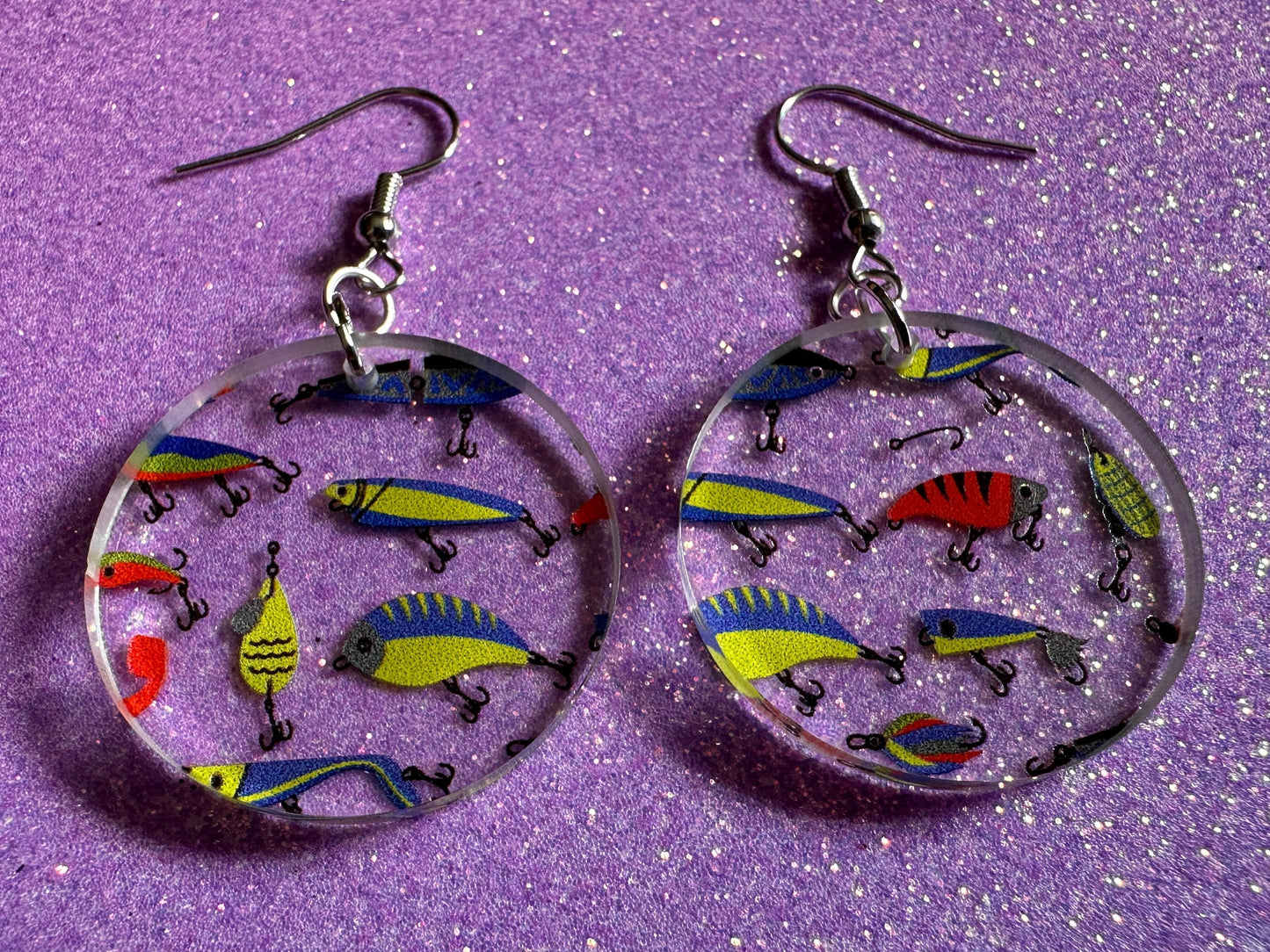 Fishing Earrings: Laser Cut Acrylic Bait Earrings, Bait, Fisherman, Animals, Worms, Hobby, Hook, Summer Vibes, Best Gifts for Her/Him/Them