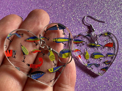 Fishing Earrings: Laser Cut Acrylic Bait Earrings, Bait, Fisherman, Animals, Worms, Hobby, Hook, Summer Vibes, Best Gifts for Her/Him/Them