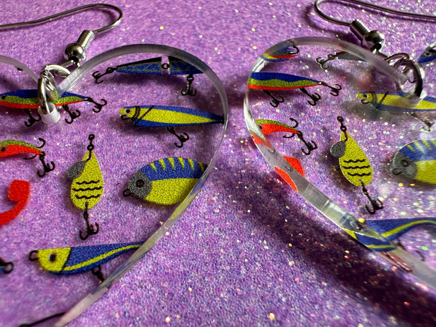 Fishing Earrings: Laser Cut Acrylic Bait Earrings, Bait, Fisherman, Animals, Worms, Hobby, Hook, Summer Vibes, Best Gifts for Her/Him/Them