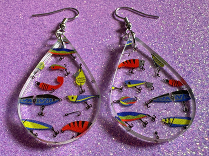 Fishing Earrings: Laser Cut Acrylic Bait Earrings, Bait, Fisherman, Animals, Worms, Hobby, Hook, Summer Vibes, Best Gifts for Her/Him/Them