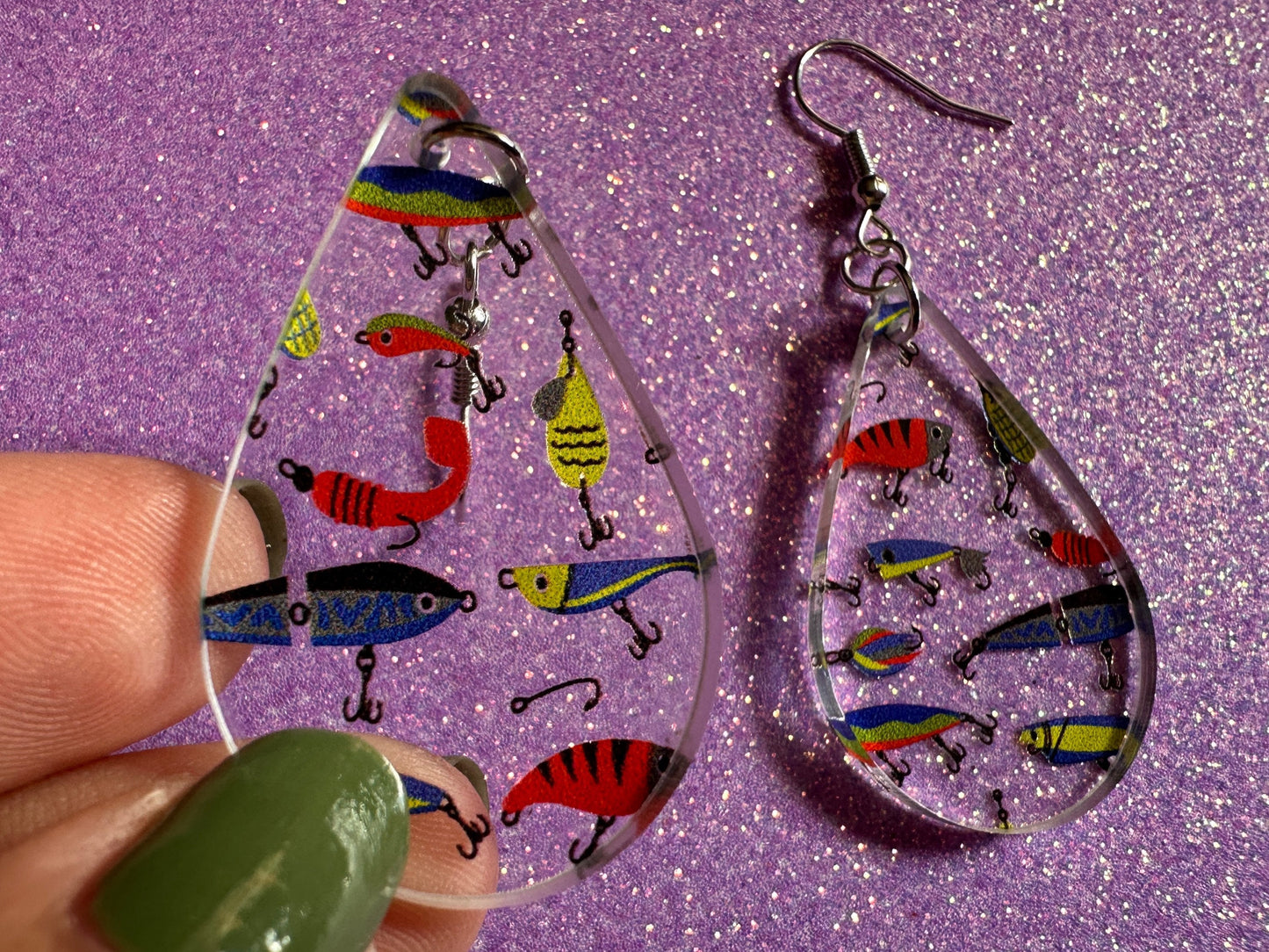 Fishing Earrings: Laser Cut Acrylic Bait Earrings, Bait, Fisherman, Animals, Worms, Hobby, Hook, Summer Vibes, Best Gifts for Her/Him/Them