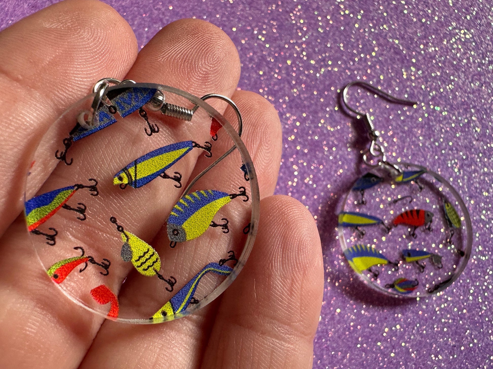 Fishing Earrings: Laser Cut Acrylic Bait Earrings, Bait, Fisherman, Animals, Worms, Hobby, Hook, Summer Vibes, Best Gifts for Her/Him/Them