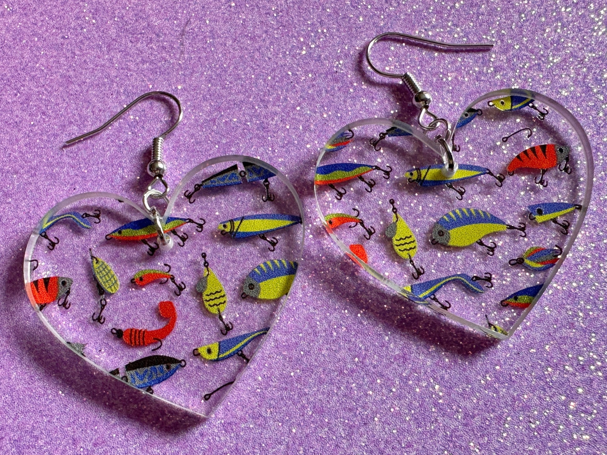 Fishing Earrings: Laser Cut Acrylic Bait Earrings, Bait, Fisherman, Animals, Worms, Hobby, Hook, Summer Vibes, Best Gifts for Her/Him/Them