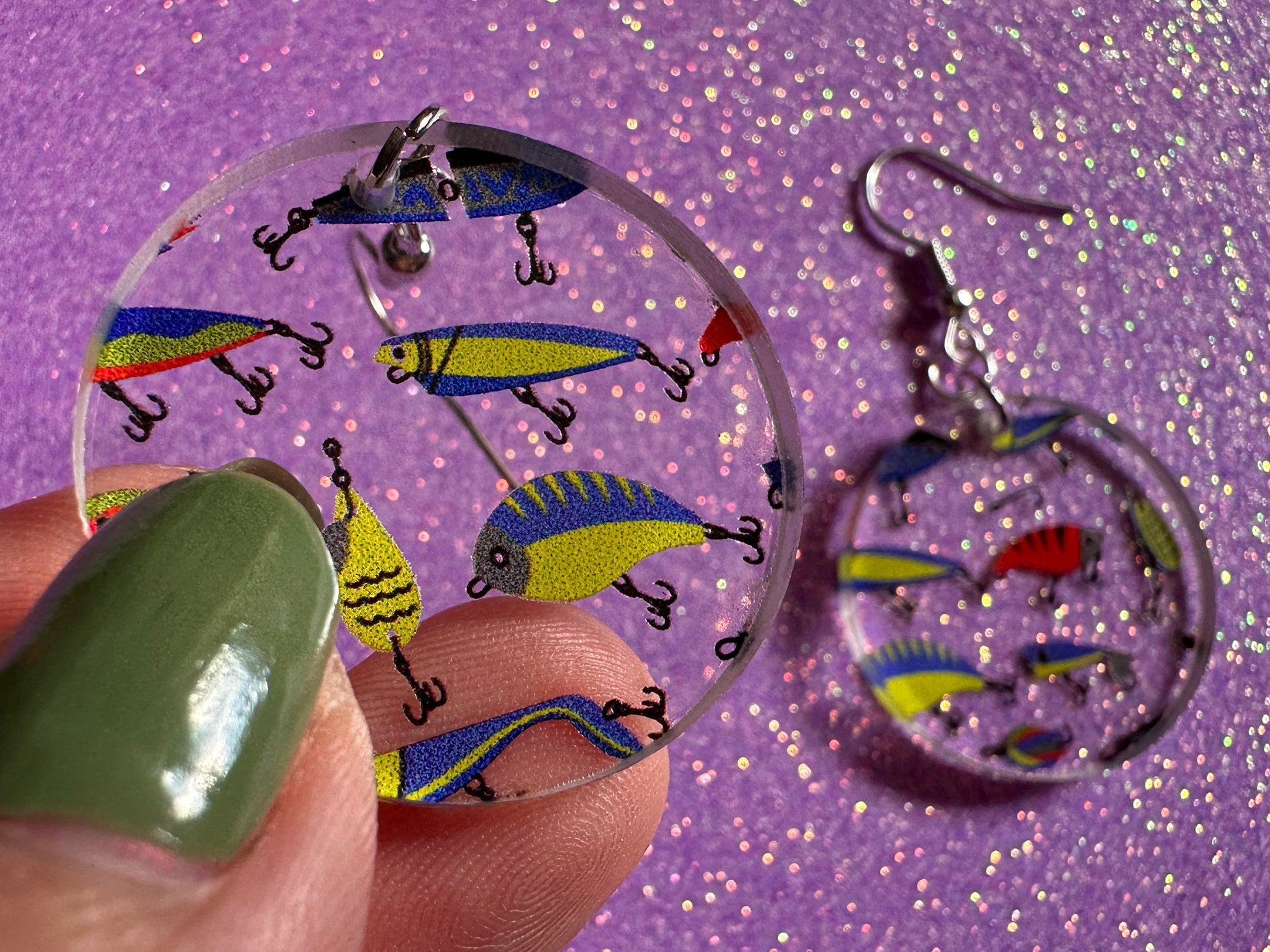 Fishing Earrings: Laser Cut Acrylic Bait Earrings, Bait, Fisherman, Animals, Worms, Hobby, Hook, Summer Vibes, Best Gifts for Her/Him/Them