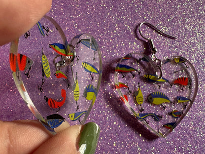 Fishing Earrings: Laser Cut Acrylic Bait Earrings, Bait, Fisherman, Animals, Worms, Hobby, Hook, Summer Vibes, Best Gifts for Her/Him/Them