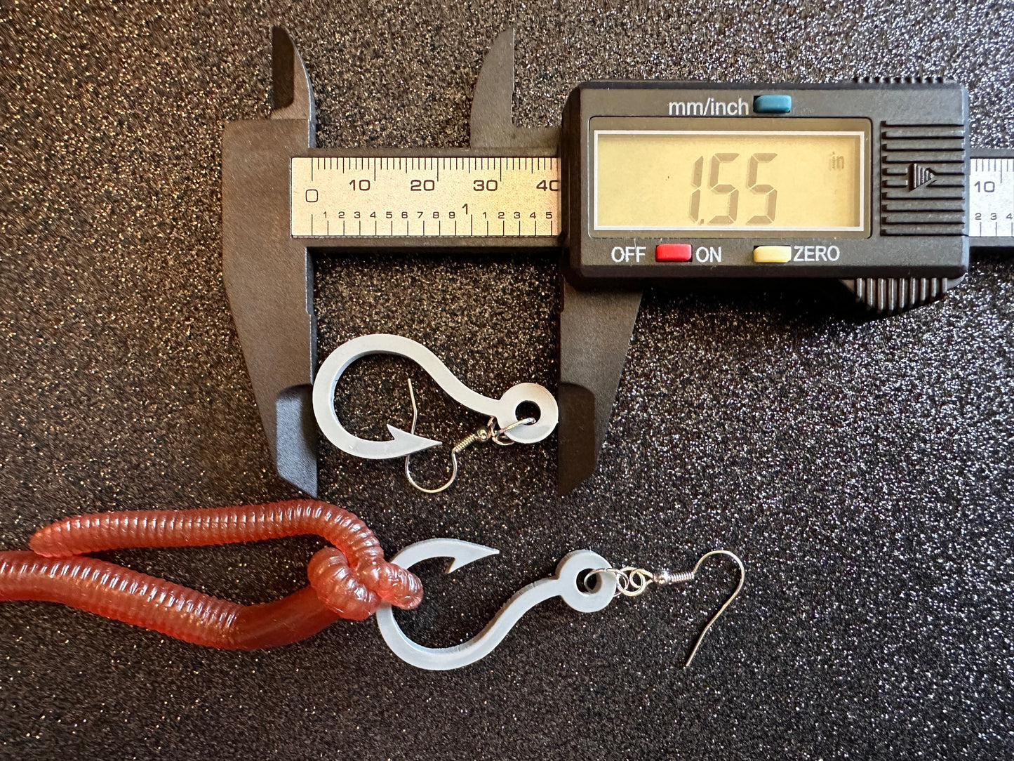 Fishing Earrings: Laser Cut Acrylic Hooks & Rubber Worms, Bait, Fisherman, Animals, Worms, Hobby, Summer Vibes, Best Gifts for Her/Him/Them