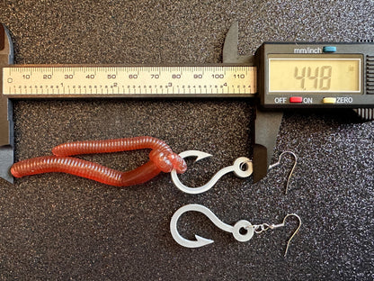 Fishing Earrings: Laser Cut Acrylic Hooks & Rubber Worms, Bait, Fisherman, Animals, Worms, Hobby, Summer Vibes, Best Gifts for Her/Him/Them