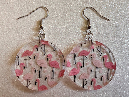 Flamingo Earrings: Laser Cut Acrylic Flamingos, Think Pink, Flamboyant, Animals, Birds, Feathers, Zoology, Best Gifts for Her/Him/Them