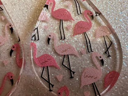 Flamingo Earrings: Laser Cut Acrylic Flamingos, Think Pink, Flamboyant, Animals, Birds, Feathers, Zoology, Best Gifts for Her/Him/Them