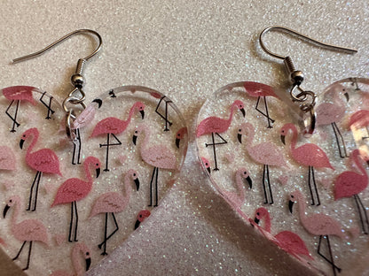 Flamingo Earrings: Laser Cut Acrylic Flamingos, Think Pink, Flamboyant, Animals, Birds, Feathers, Zoology, Best Gifts for Her/Him/Them