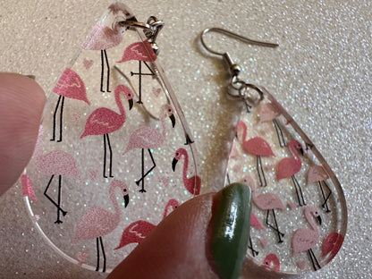 Flamingo Earrings: Laser Cut Acrylic Flamingos, Think Pink, Flamboyant, Animals, Birds, Feathers, Zoology, Best Gifts for Her/Him/Them