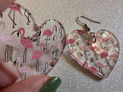 Flamingo Earrings: Laser Cut Acrylic Flamingos, Think Pink, Flamboyant, Animals, Birds, Feathers, Zoology, Best Gifts for Her/Him/Them