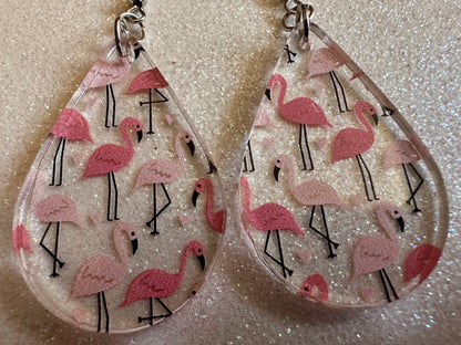 Flamingo Earrings: Laser Cut Acrylic Flamingos, Think Pink, Flamboyant, Animals, Birds, Feathers, Zoology, Best Gifts for Her/Him/Them