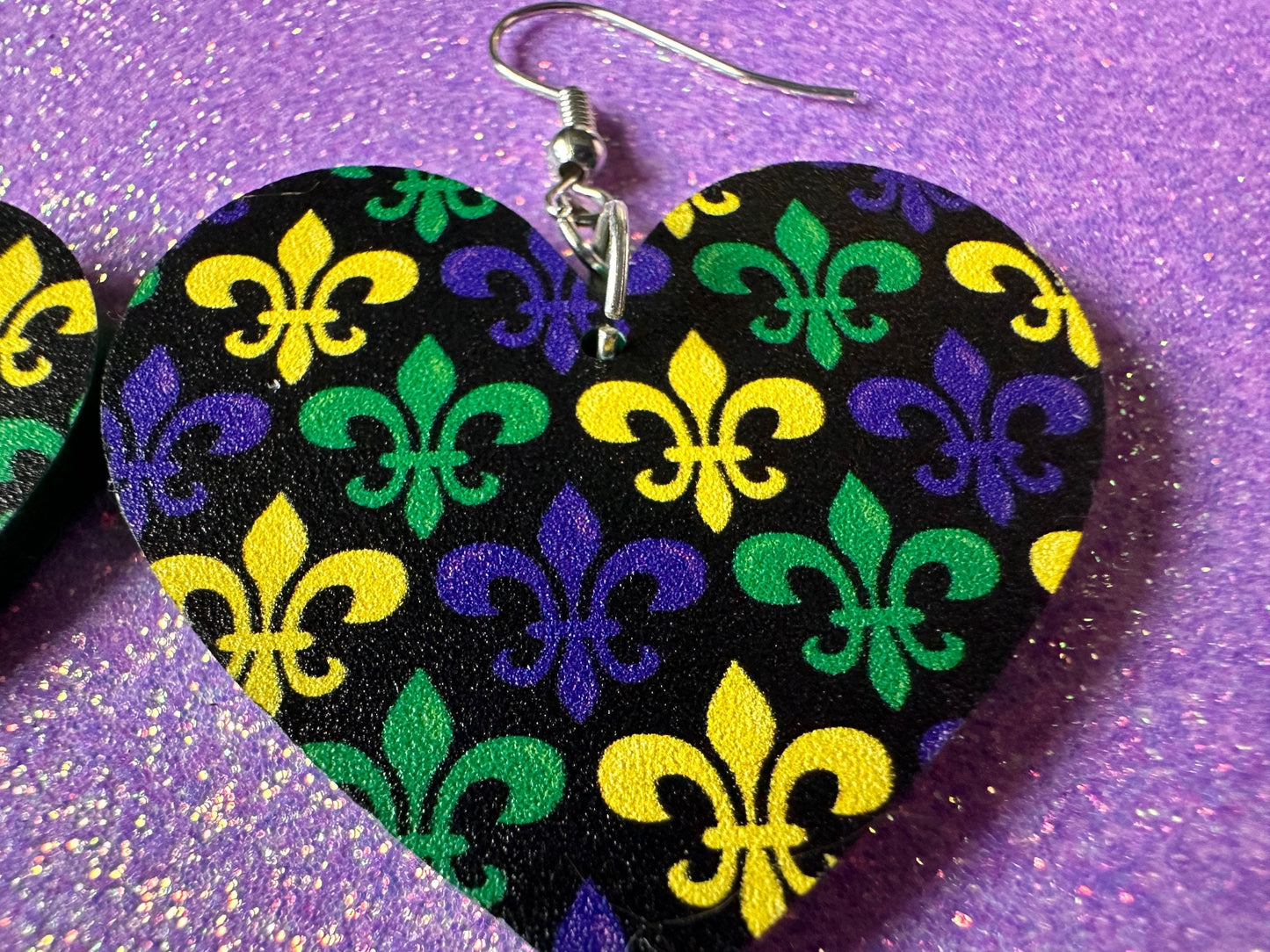 Fleur De Lis Earrings: Laser Cut Acrylic Mardi Gras Earrings, Purple, Gold, Green Earrings, Carnival, New Orleans, Gifts for Her/Him/Them