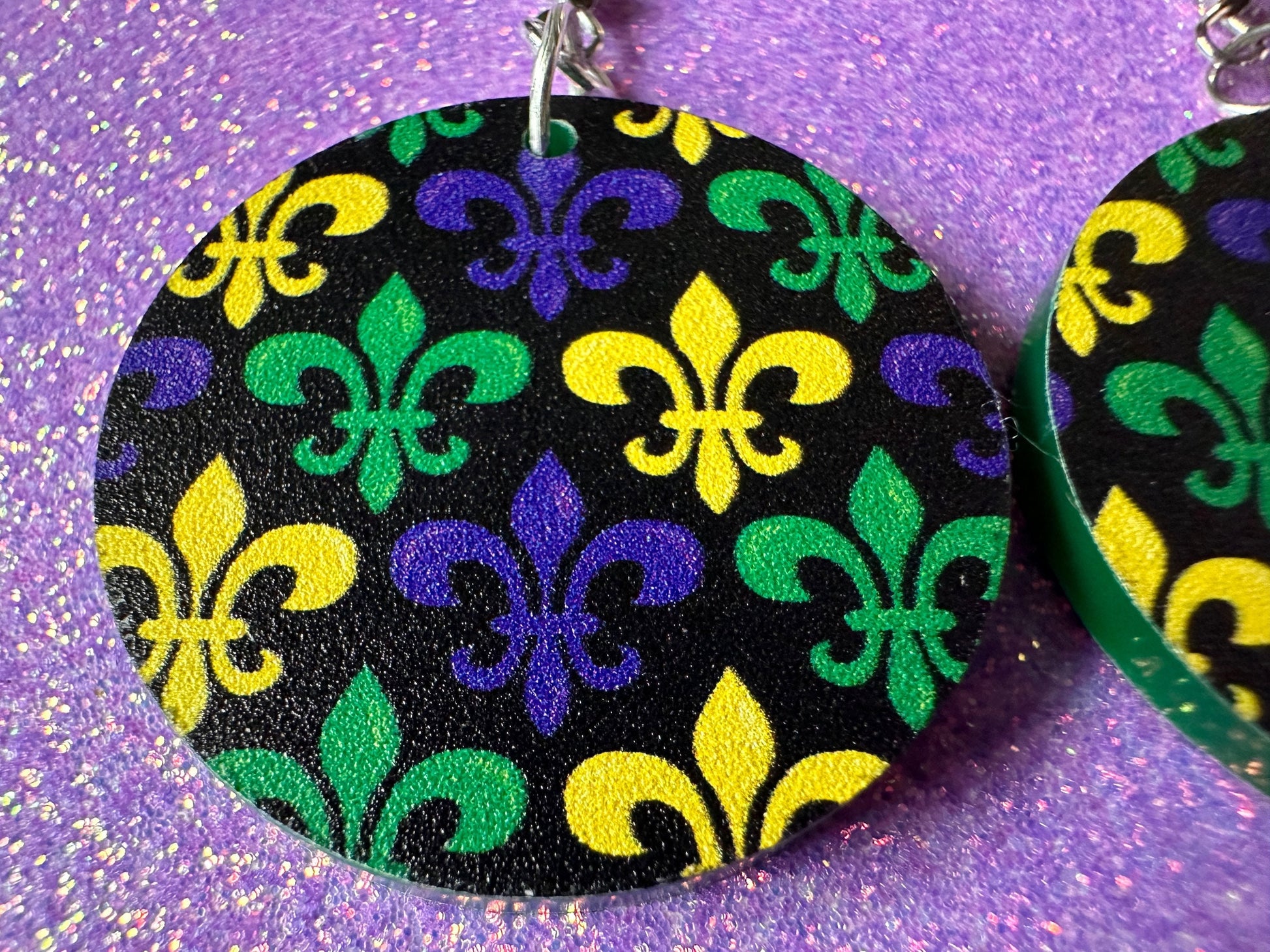 Fleur De Lis Earrings: Laser Cut Acrylic Mardi Gras Earrings, Purple, Gold, Green Earrings, Carnival, New Orleans, Gifts for Her/Him/Them