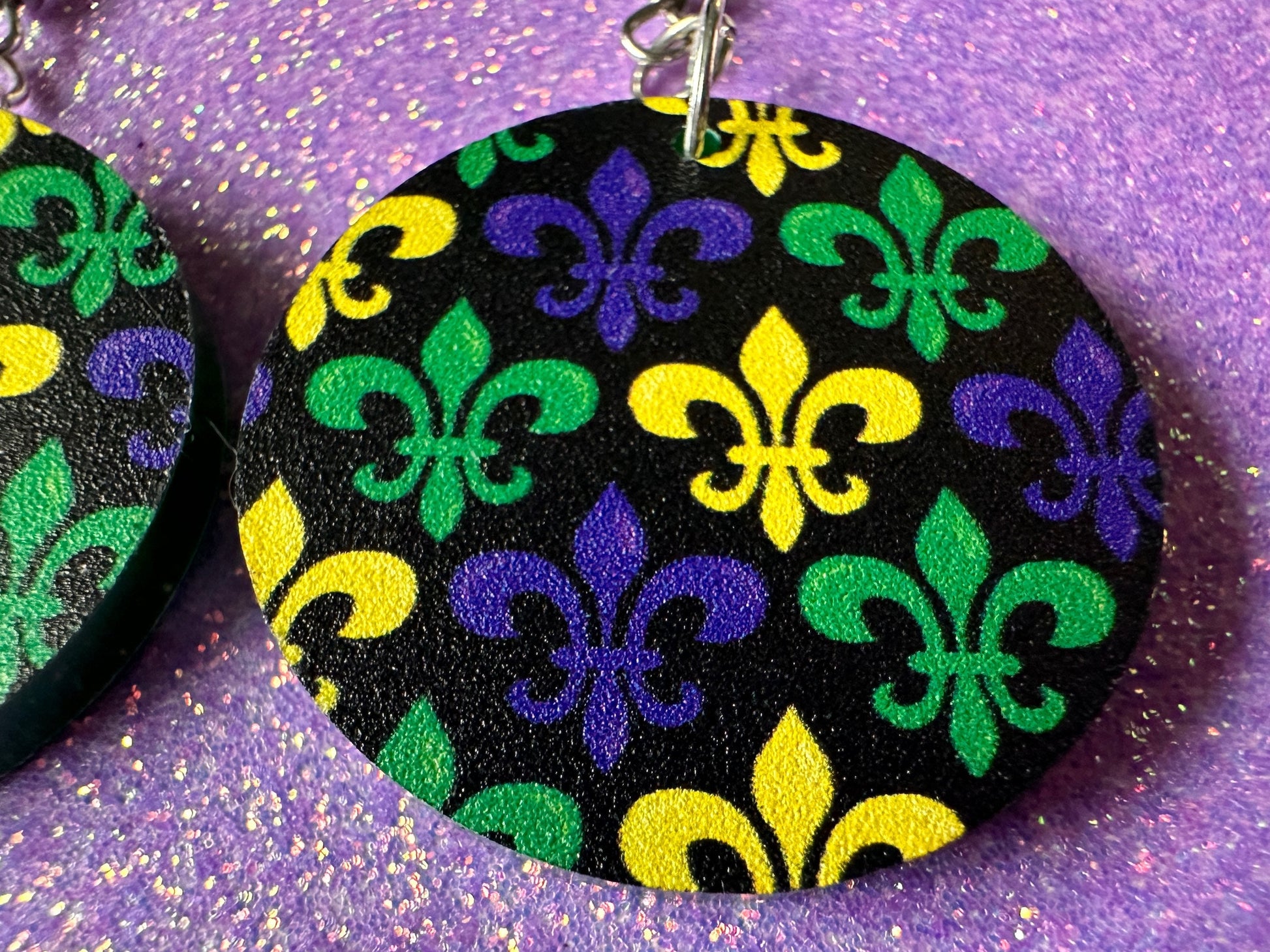 Fleur De Lis Earrings: Laser Cut Acrylic Mardi Gras Earrings, Purple, Gold, Green Earrings, Carnival, New Orleans, Gifts for Her/Him/Them