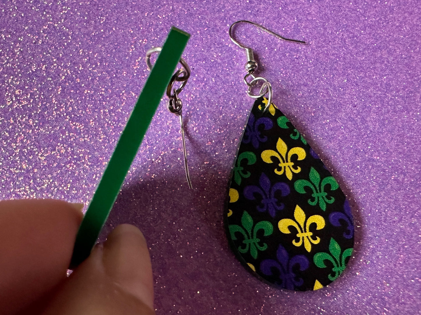 Fleur De Lis Earrings: Laser Cut Acrylic Mardi Gras Symbols, Purple, Gold, Green Earrings Carnival, New Orleans, Best Gifts for Her/Him/Them