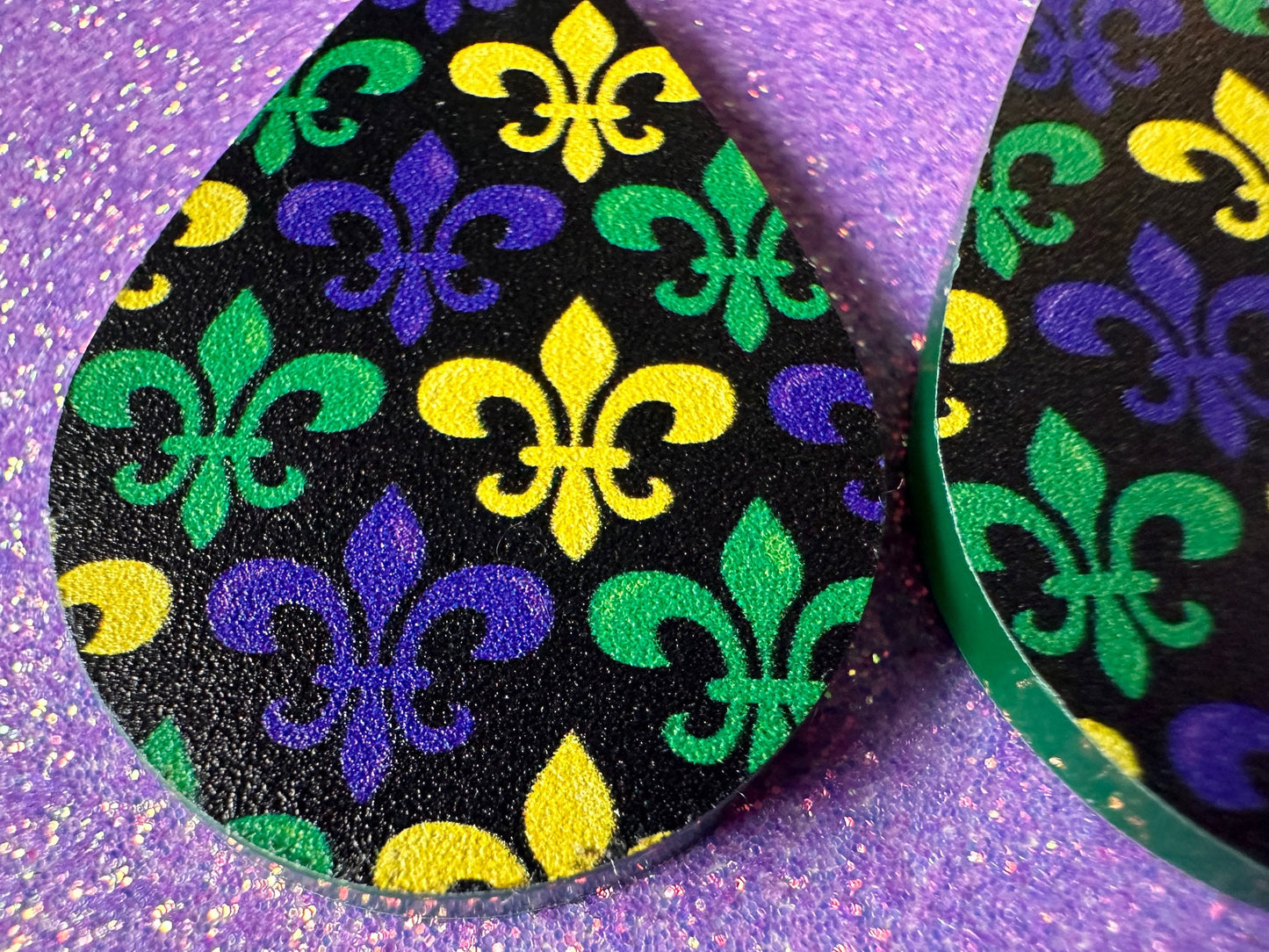 Fleur De Lis Earrings: Laser Cut Acrylic Mardi Gras Symbols, Purple, Gold, Green Earrings Carnival, New Orleans, Best Gifts for Her/Him/Them