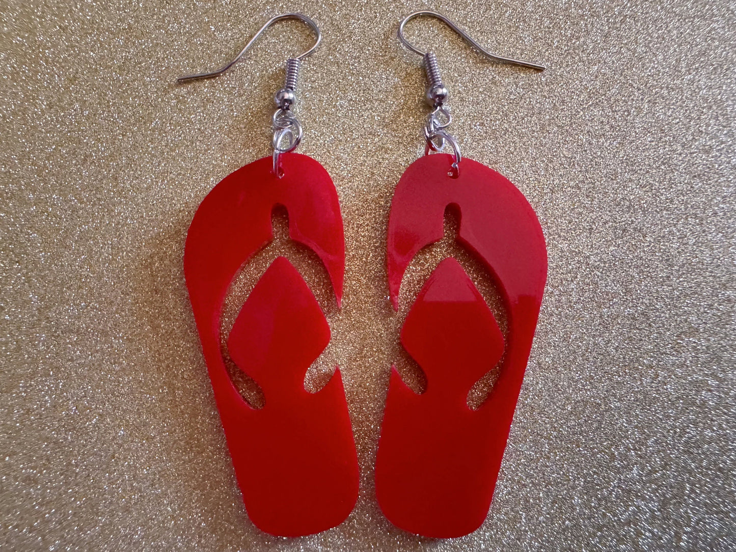 Flip Flop Earrings: Laser Cut Acrylic Flipflops, Bikini, Beach Shoes, Swim, Flip-Flops, Hawaii Slippers, Thongs, Best Gifts for Her/Him/Them