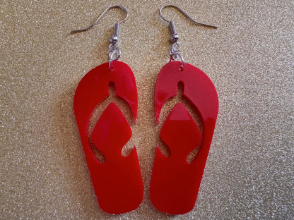 Flip Flop Earrings: Laser Cut Acrylic Flipflops, Bikini, Beach Shoes, Swim, Flip-Flops, Hawaii Slippers, Thongs, Best Gifts for Her/Him/Them