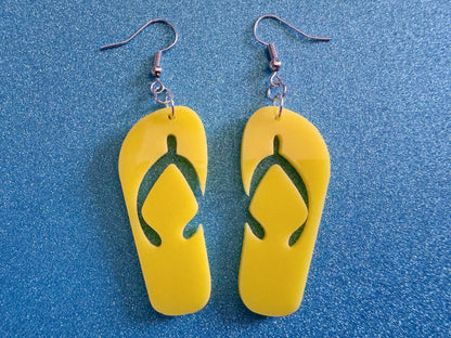 Flip Flop Earrings: Laser Cut Acrylic Flipflops, Bikini, Beach Shoes, Swim, Flip-Flops, Hawaii Slippers, Thongs, Best Gifts for Her/Him/Them