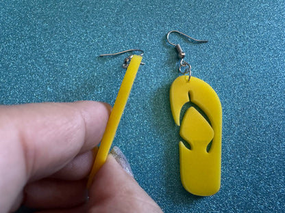 Flip Flop Earrings: Laser Cut Acrylic Flipflops, Bikini, Beach Shoes, Swim, Flip-Flops, Hawaii Slippers, Thongs, Best Gifts for Her/Him/Them