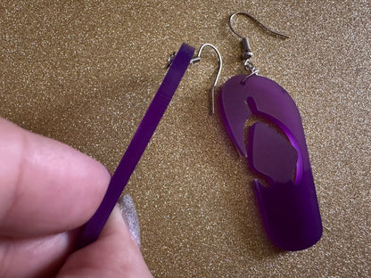 Flip Flop Earrings: Laser Cut Acrylic Flipflops, Bikini, Beach Shoes, Swim, Flip-Flops, Hawaii Slippers, Thongs, Best Gifts for Her/Him/Them