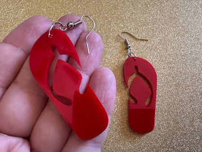 Flip Flop Earrings: Laser Cut Acrylic Flipflops, Bikini, Beach Shoes, Swim, Flip-Flops, Hawaii Slippers, Thongs, Best Gifts for Her/Him/Them