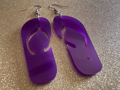 Flip Flop Earrings: Laser Cut Acrylic Flipflops, Bikini, Beach Shoes, Swim, Flip-Flops, Hawaii Slippers, Thongs, Best Gifts for Her/Him/Them