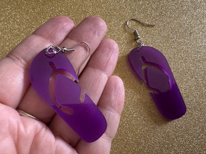 Flip Flop Earrings: Laser Cut Acrylic Flipflops, Bikini, Beach Shoes, Swim, Flip-Flops, Hawaii Slippers, Thongs, Best Gifts for Her/Him/Them