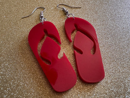 Flip Flop Earrings: Laser Cut Acrylic Flipflops, Bikini, Beach Shoes, Swim, Flip-Flops, Hawaii Slippers, Thongs, Best Gifts for Her/Him/Them