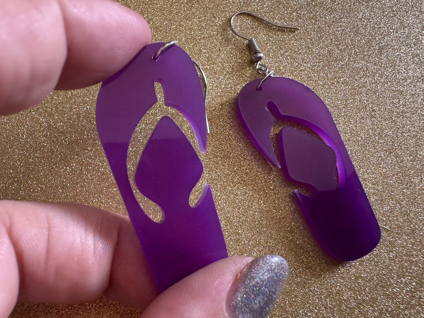 Flip Flop Earrings: Laser Cut Acrylic Flipflops, Bikini, Beach Shoes, Swim, Flip-Flops, Hawaii Slippers, Thongs, Best Gifts for Her/Him/Them