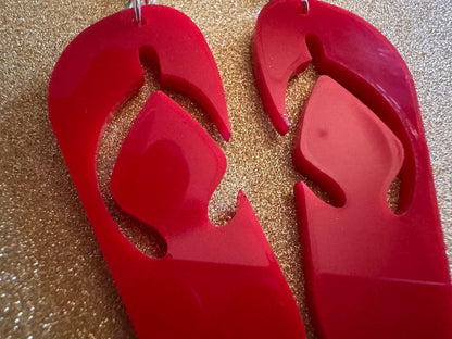 Flip Flop Earrings: Laser Cut Acrylic Flipflops, Bikini, Beach Shoes, Swim, Flip-Flops, Hawaii Slippers, Thongs, Best Gifts for Her/Him/Them