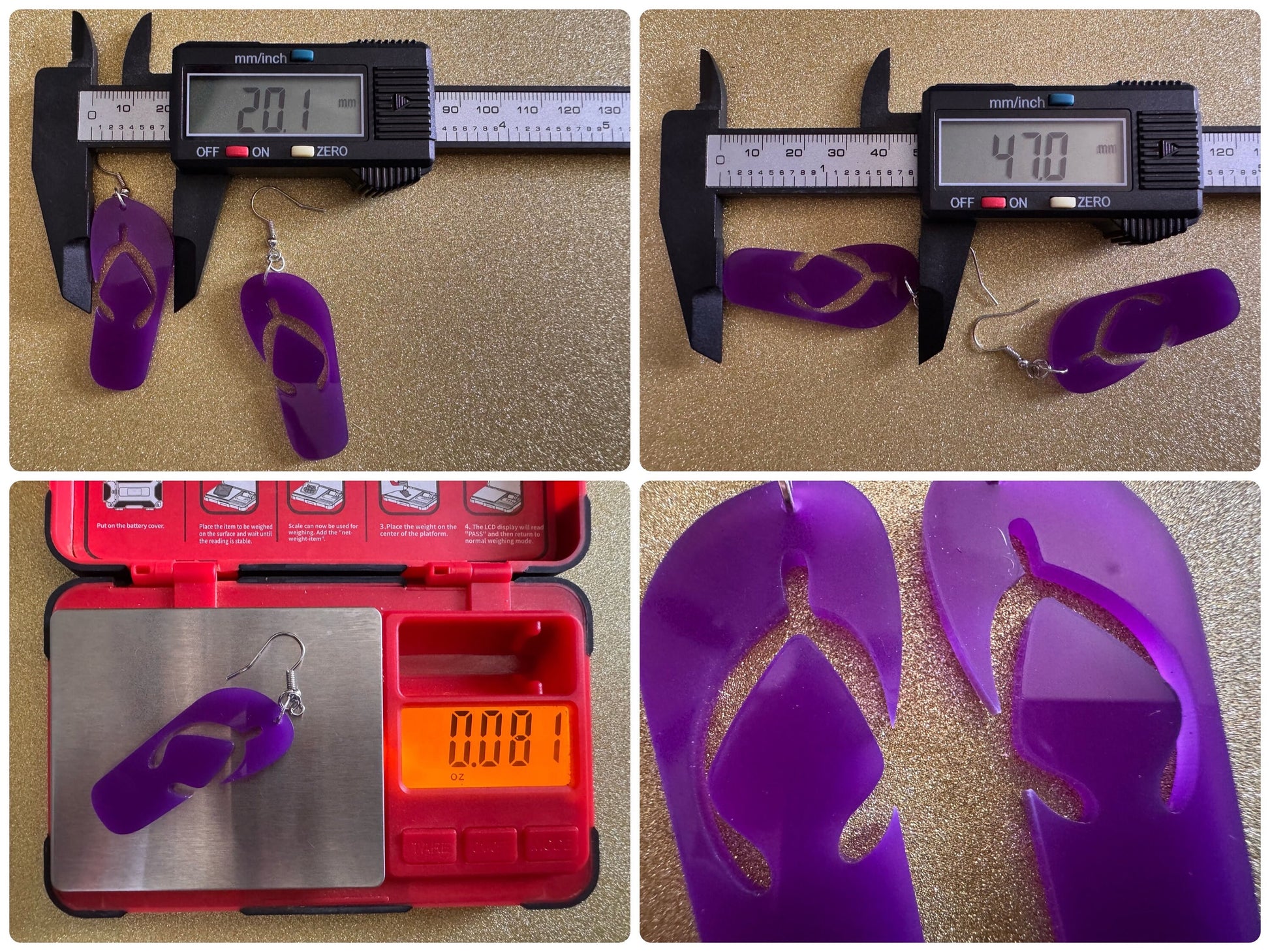 Flip Flop Earrings: Laser Cut Acrylic Flipflops, Bikini, Beach Shoes, Swim, Flip-Flops, Hawaii Slippers, Thongs, Best Gifts for Her/Him/Them