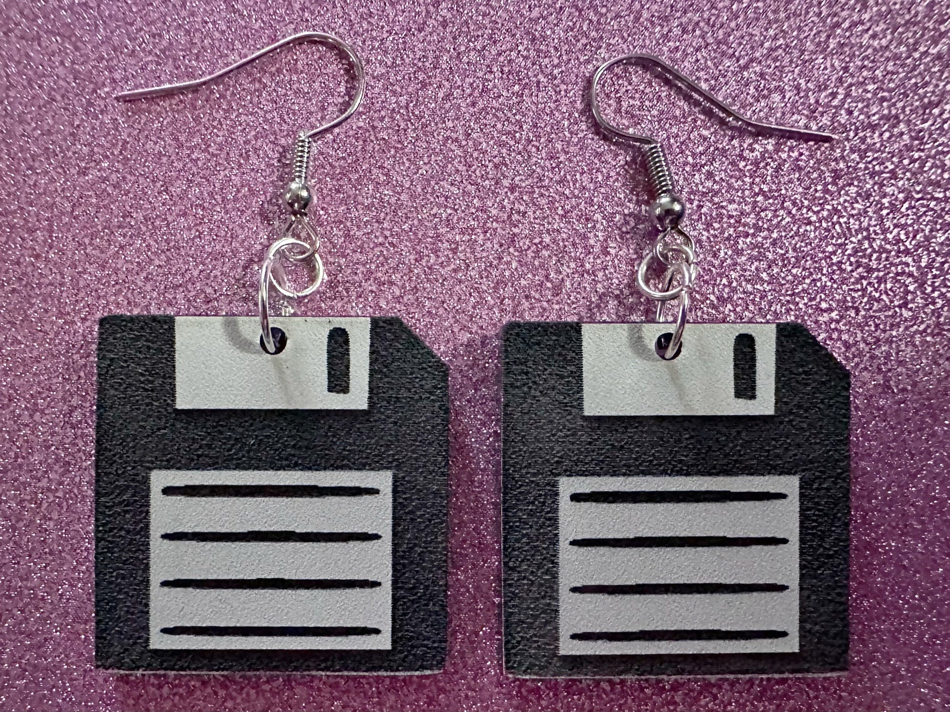 Floppy Fisk Earrings: Laser Cut Acrylic Floppy Disks, Retro Tech, Storage, Tech Nerd, Novelty Earrings, Best Gifts for Her/Him/Them