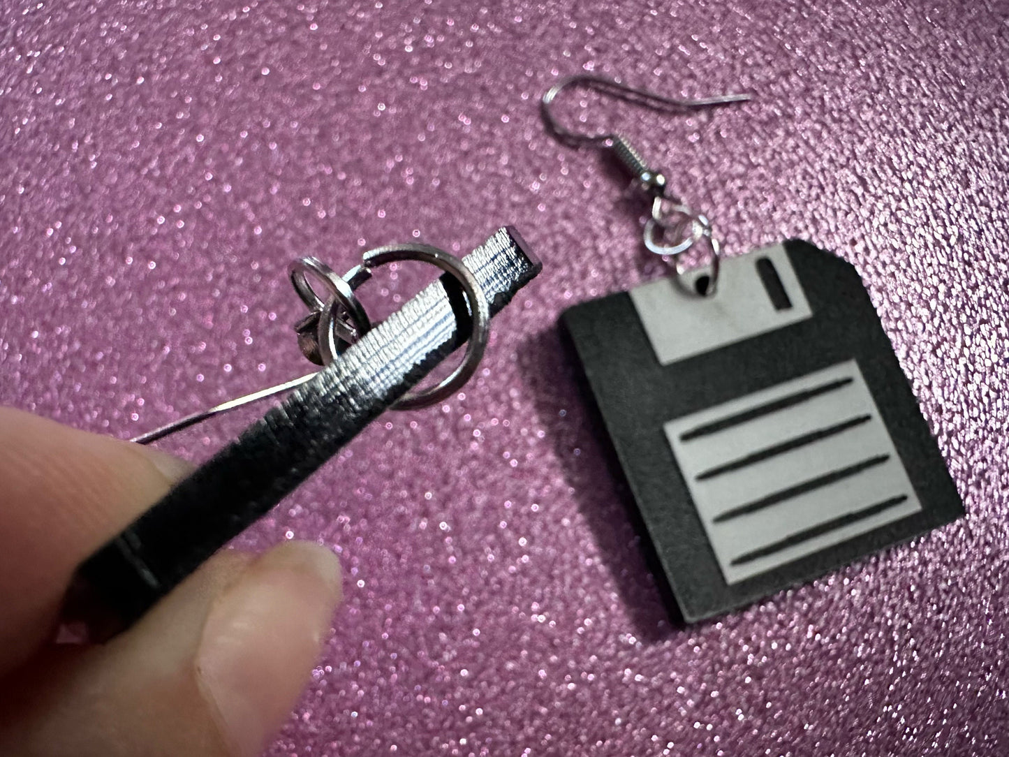 Floppy Fisk Earrings: Laser Cut Acrylic Floppy Disks, Retro Tech, Storage, Tech Nerd, Novelty Earrings, Best Gifts for Her/Him/Them