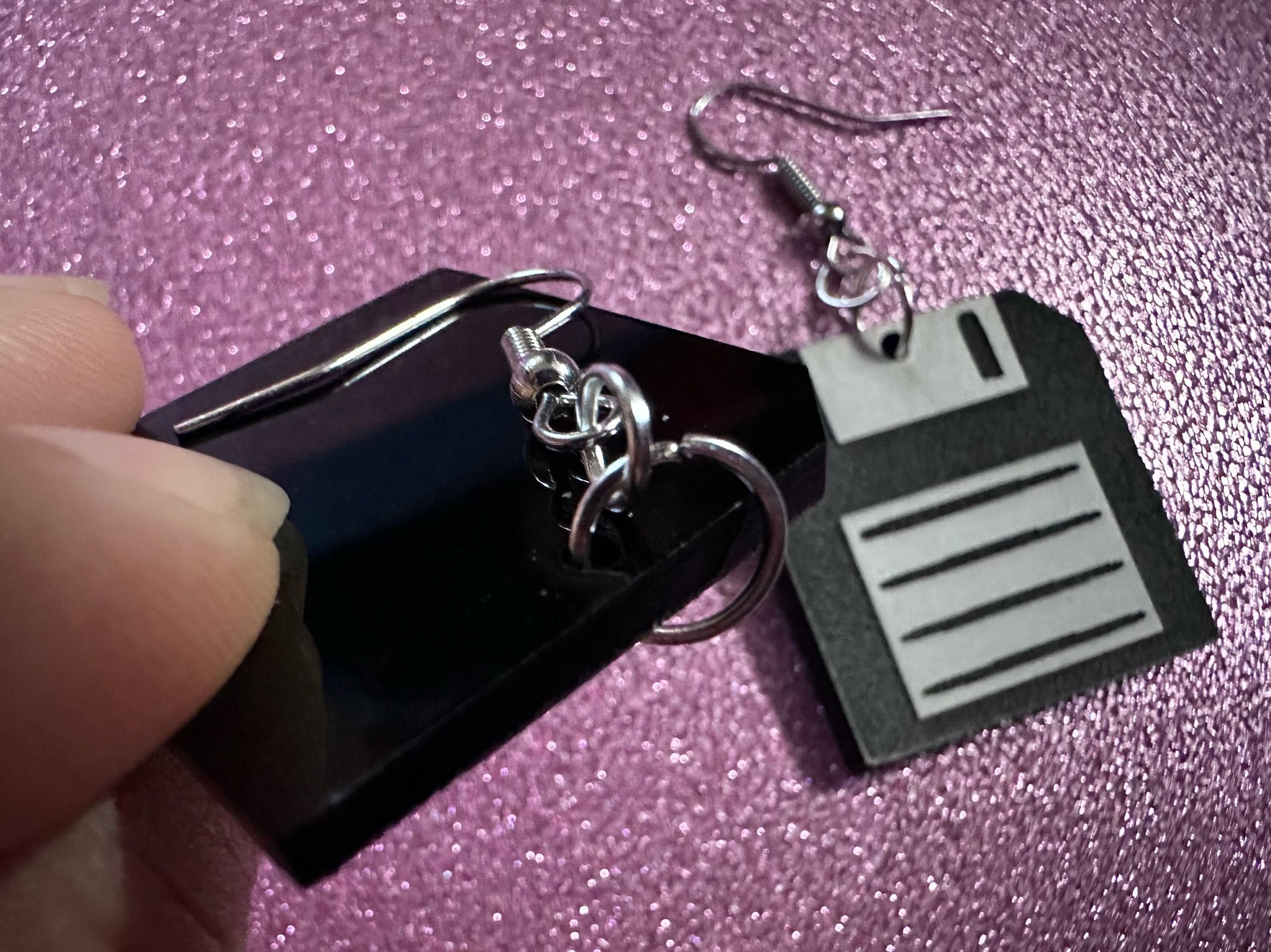 Floppy Fisk Earrings: Laser Cut Acrylic Floppy Disks, Retro Tech, Storage, Tech Nerd, Novelty Earrings, Best Gifts for Her/Him/Them