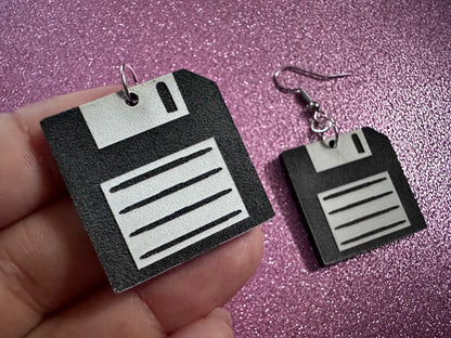Floppy Fisk Earrings: Laser Cut Acrylic Floppy Disks, Retro Tech, Storage, Tech Nerd, Novelty Earrings, Best Gifts for Her/Him/Them